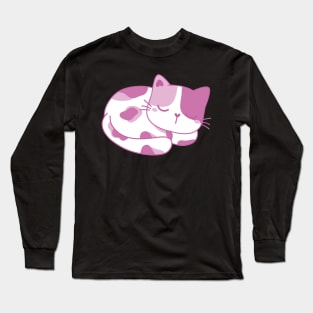 Calico Kitty sleeping pink and white Long Sleeve T-Shirt